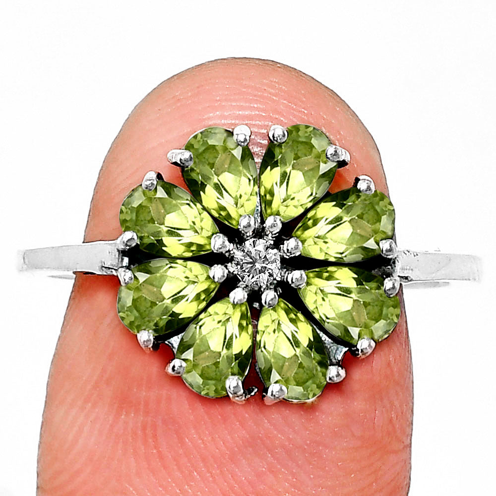 Handcrafted Sterling Silver Flower Cluster Ring with Birth Gemstones AGR1025 R-1031
