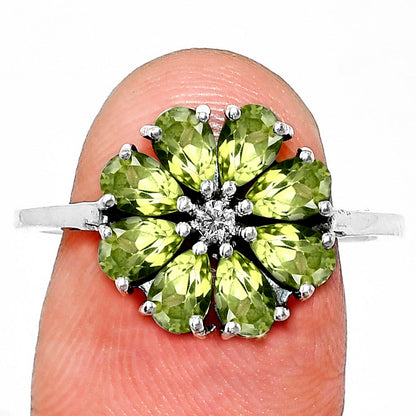 Handcrafted Sterling Silver Flower Cluster Ring with Birth Gemstones AGR1025 R-1031