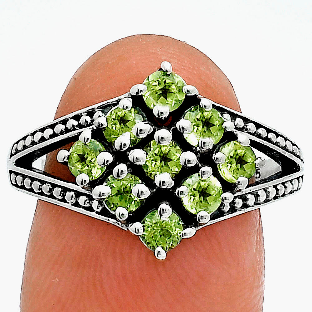 Square Cluster Round Gemstone Ring in 925 Sterling Silver for Women AGR1028 R-1018
