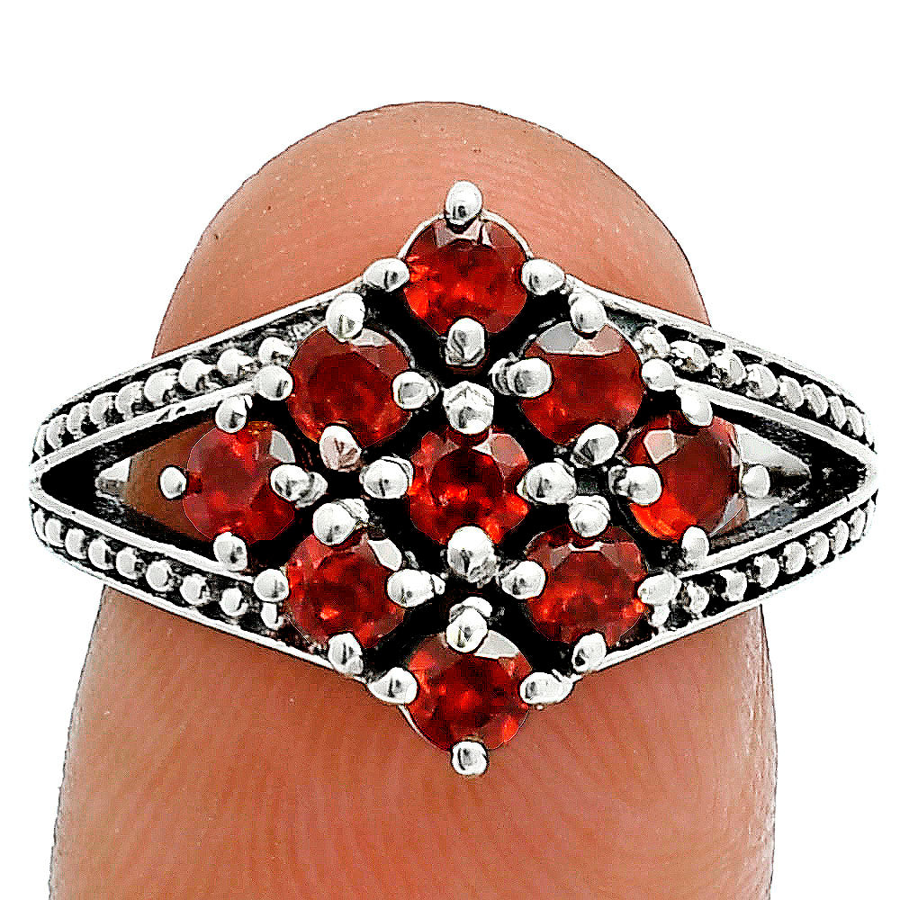 Square Cluster Round Gemstone Ring in 925 Sterling Silver for Women AGR1028 R-1018