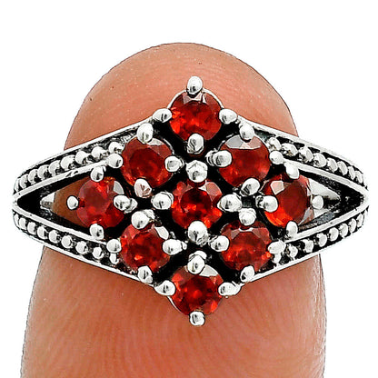 Square Cluster Round Gemstone Ring in 925 Sterling Silver for Women AGR1028 R-1018
