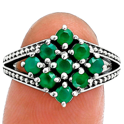 Square Cluster Round Gemstone Ring in 925 Sterling Silver for Women AGR1028 R-1018