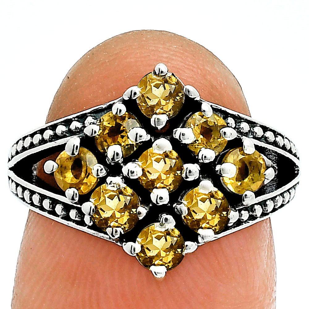 Square Cluster Round Gemstone Ring in 925 Sterling Silver for Women AGR1028 R-1018