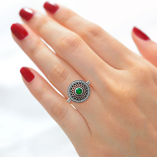 Boho Round Cut Gemstone Circle Ring 925 Sterling Silver Vintage Jewelry AGR1029 R-1735