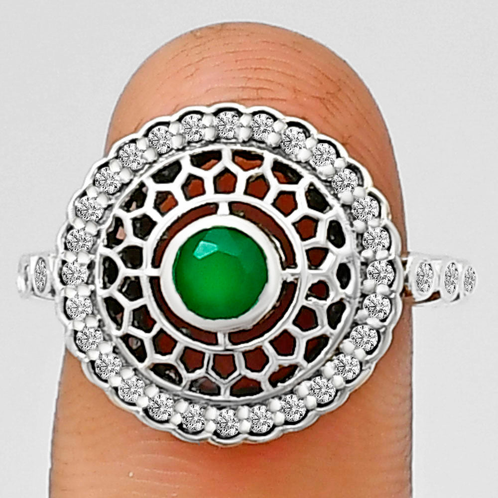 Boho Round Cut Gemstone Circle Ring 925 Sterling Silver Vintage Jewelry AGR1029 R-1735