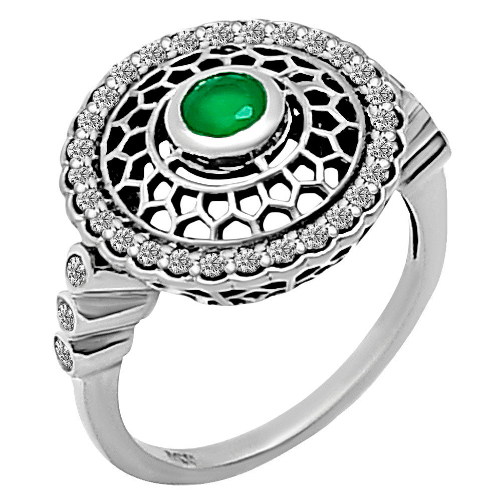 Boho Round Cut Gemstone Circle Ring 925 Sterling Silver Vintage Jewelry AGR1029 R-1735