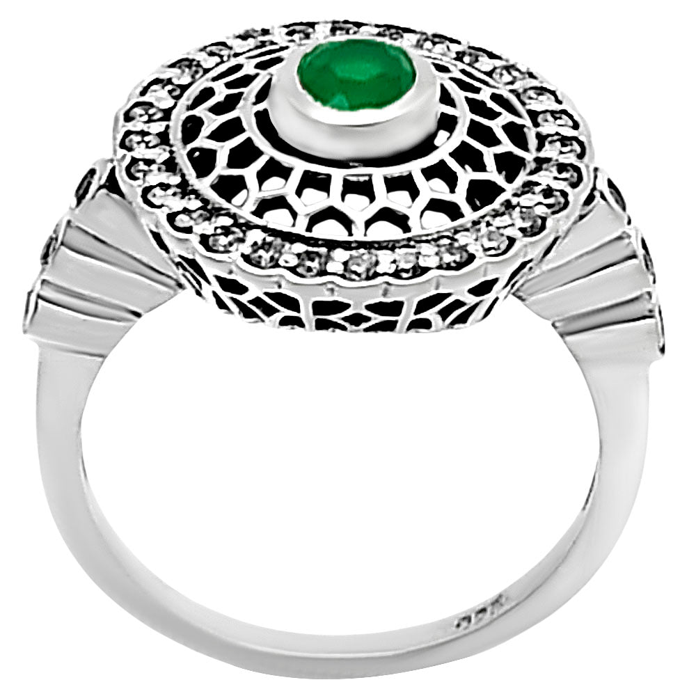 Boho Round Cut Gemstone Circle Ring 925 Sterling Silver Vintage Jewelry AGR1029 R-1735