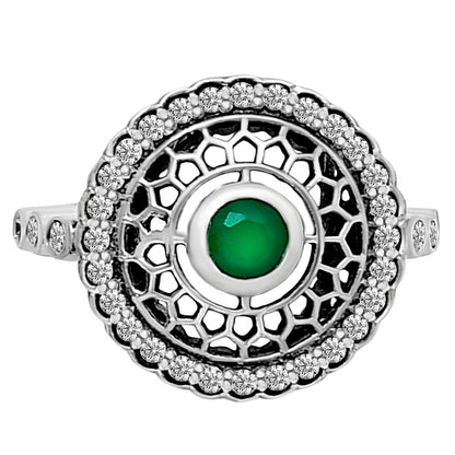 Boho Round Cut Gemstone Circle Ring 925 Sterling Silver Vintage Jewelry AGR1029 R-1735