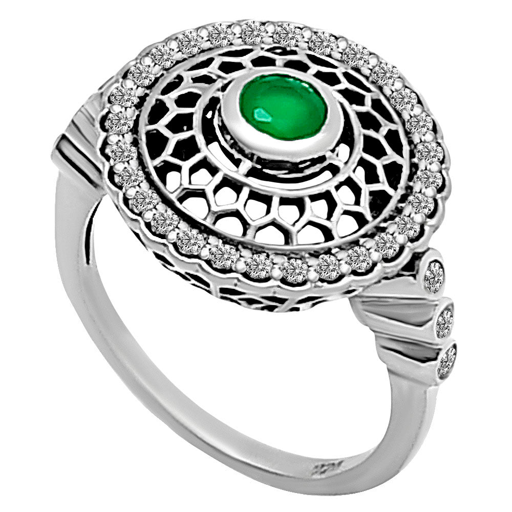 Boho Round Cut Gemstone Circle Ring 925 Sterling Silver Vintage Jewelry AGR1029 R-1735