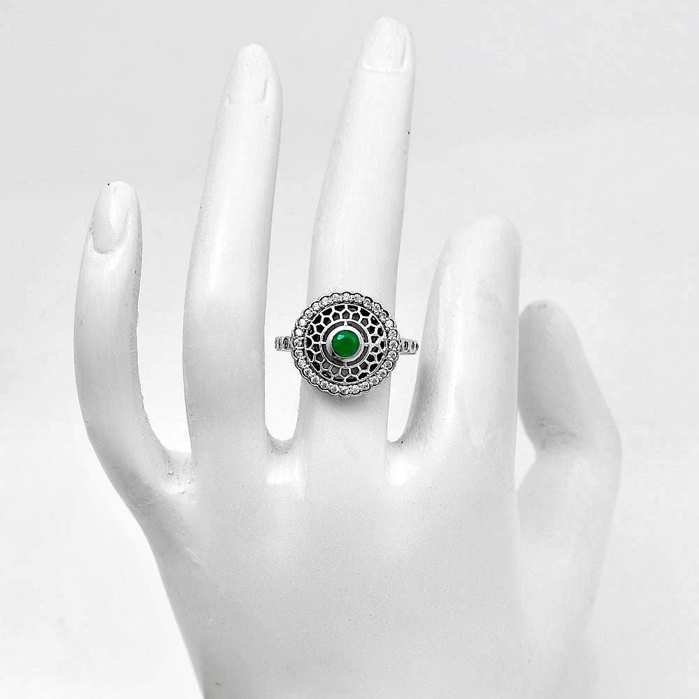 Boho Round Cut Gemstone Circle Ring 925 Sterling Silver Vintage Jewelry AGR1029 R-1735
