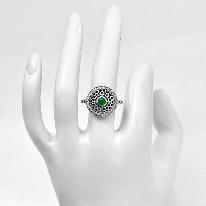 Boho Round Cut Gemstone Circle Ring 925 Sterling Silver Vintage Jewelry AGR1029 R-1735