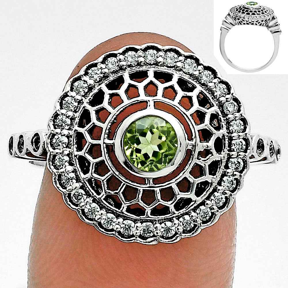 Boho Round Cut Gemstone Circle Ring 925 Sterling Silver Vintage Jewelry AGR1029 R-1735