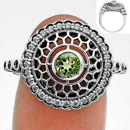 Boho Round Cut Gemstone Circle Ring 925 Sterling Silver Vintage Jewelry AGR1029 R-1735