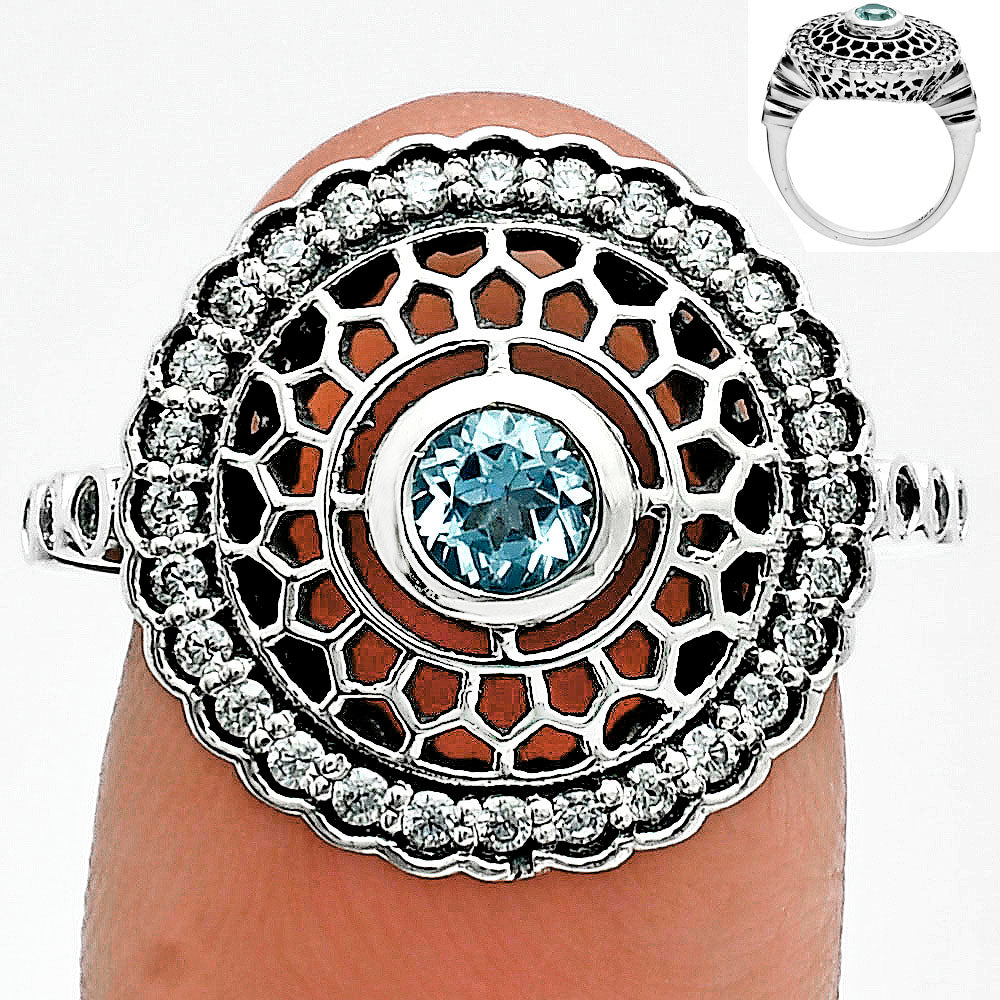 Boho Round Cut Gemstone Circle Ring 925 Sterling Silver Vintage Jewelry AGR1029 R-1735