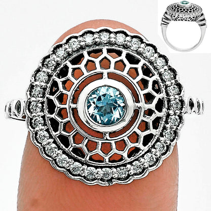 Boho Round Cut Gemstone Circle Ring 925 Sterling Silver Vintage Jewelry AGR1029 R-1735
