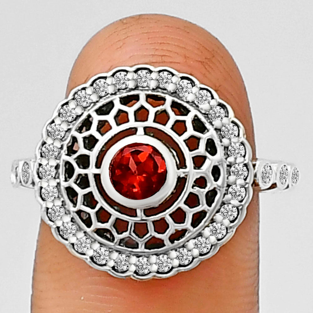 Boho Round Cut Gemstone Circle Ring 925 Sterling Silver Vintage Jewelry AGR1029 R-1735