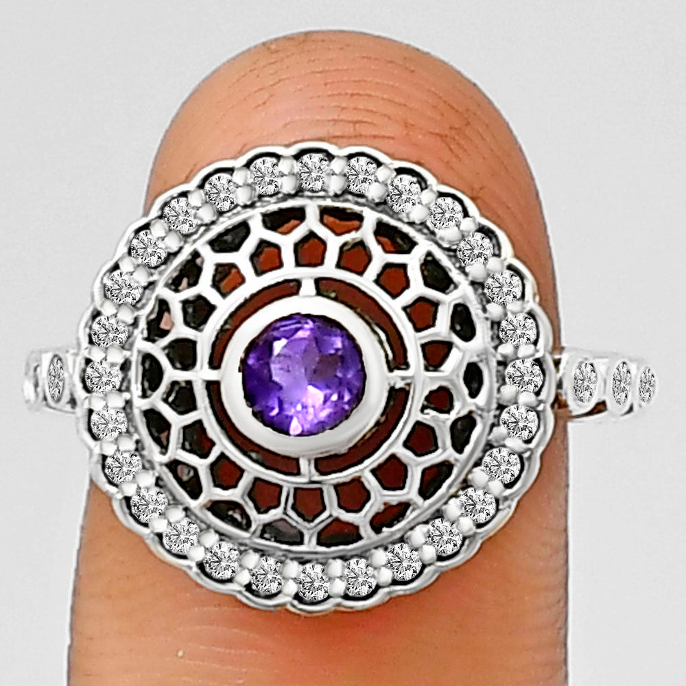 Boho Round Cut Gemstone Circle Ring 925 Sterling Silver Vintage Jewelry AGR1029 R-1735