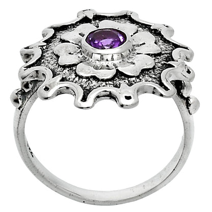 Vintage Floral Center Round Gemstone Ring 925 Sterling Silver Handmade AGR1031 R-1737