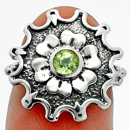 Vintage Floral Center Round Gemstone Ring 925 Sterling Silver Handmade AGR1031 R-1737