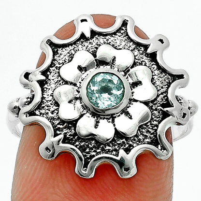 Vintage Floral Center Round Gemstone Ring 925 Sterling Silver Handmade AGR1031 R-1737