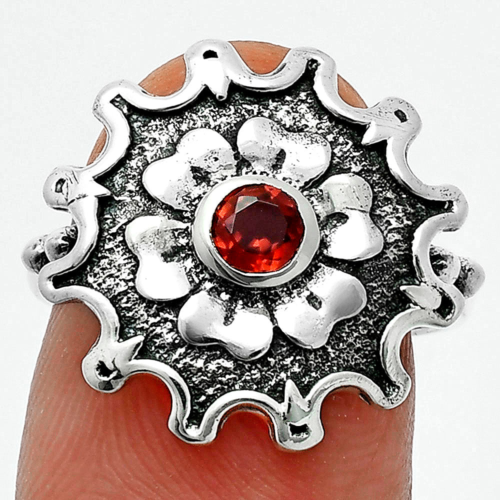 Vintage Floral Center Round Gemstone Ring 925 Sterling Silver Handmade AGR1031 R-1737