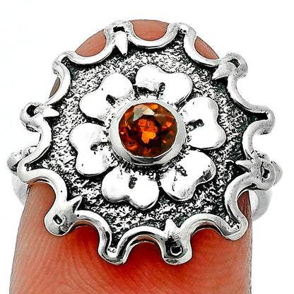 Vintage Floral Center Round Gemstone Ring 925 Sterling Silver Handmade AGR1031 R-1737