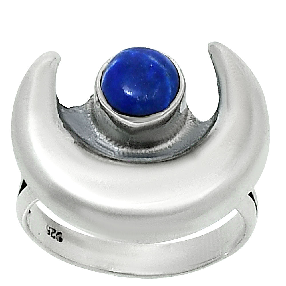 Moon Shape Natural Gemstone Ring 925 Sterling Silver Handmade Jewelry AGR1032 R-1072
