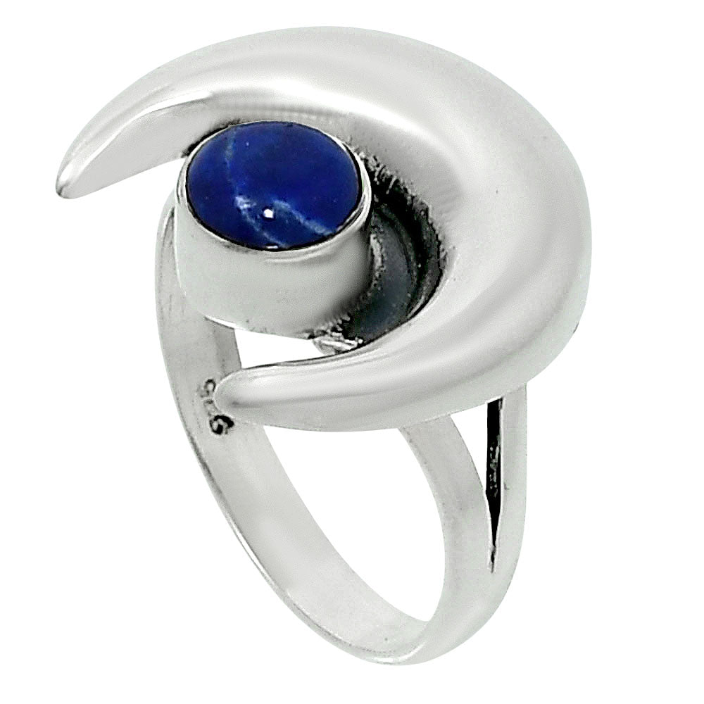 Moon Shape Natural Gemstone Ring 925 Sterling Silver Handmade Jewelry AGR1032 R-1072