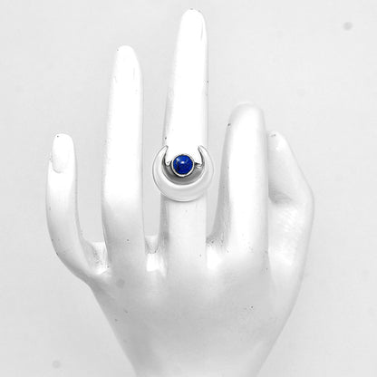 Moon Shape Natural Gemstone Ring 925 Sterling Silver Handmade Jewelry AGR1032 R-1072