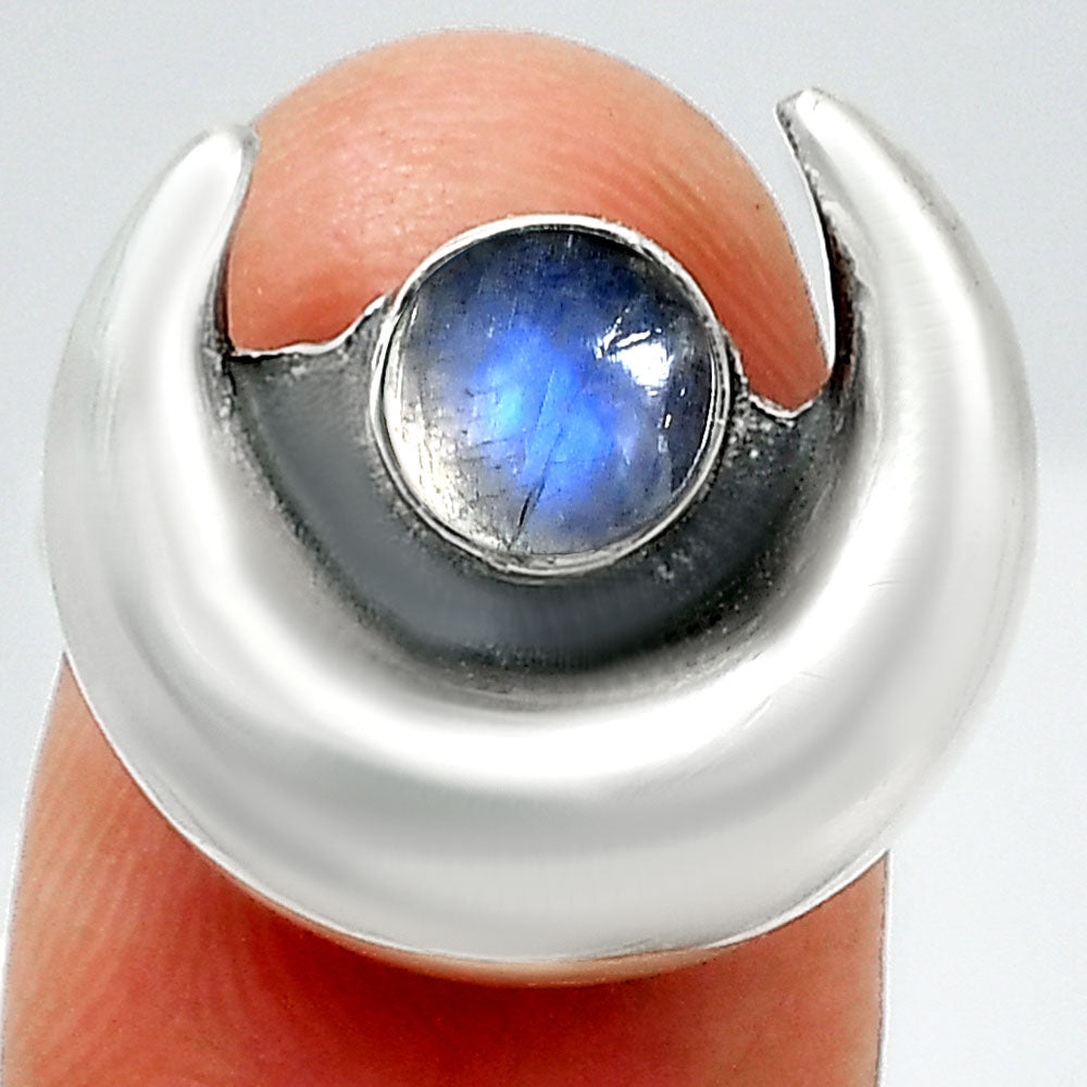 Moon Shape Natural Gemstone Ring 925 Sterling Silver Handmade Jewelry AGR1032 R-1072