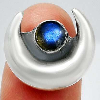 Moon Shape Natural Gemstone Ring 925 Sterling Silver Handmade Jewelry AGR1032 R-1072