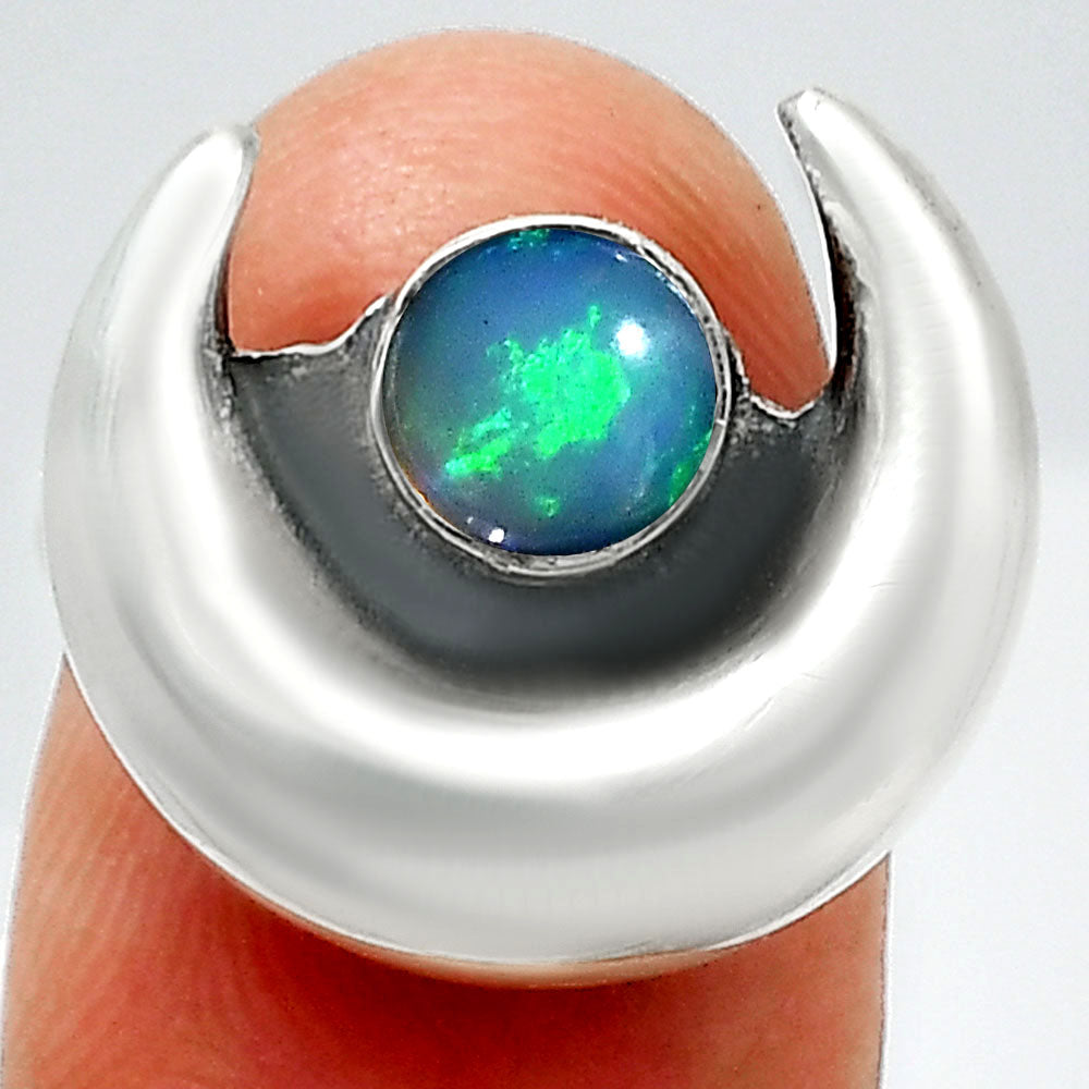 Moon Shape Natural Gemstone Ring 925 Sterling Silver Handmade Jewelry AGR1032 R-1072