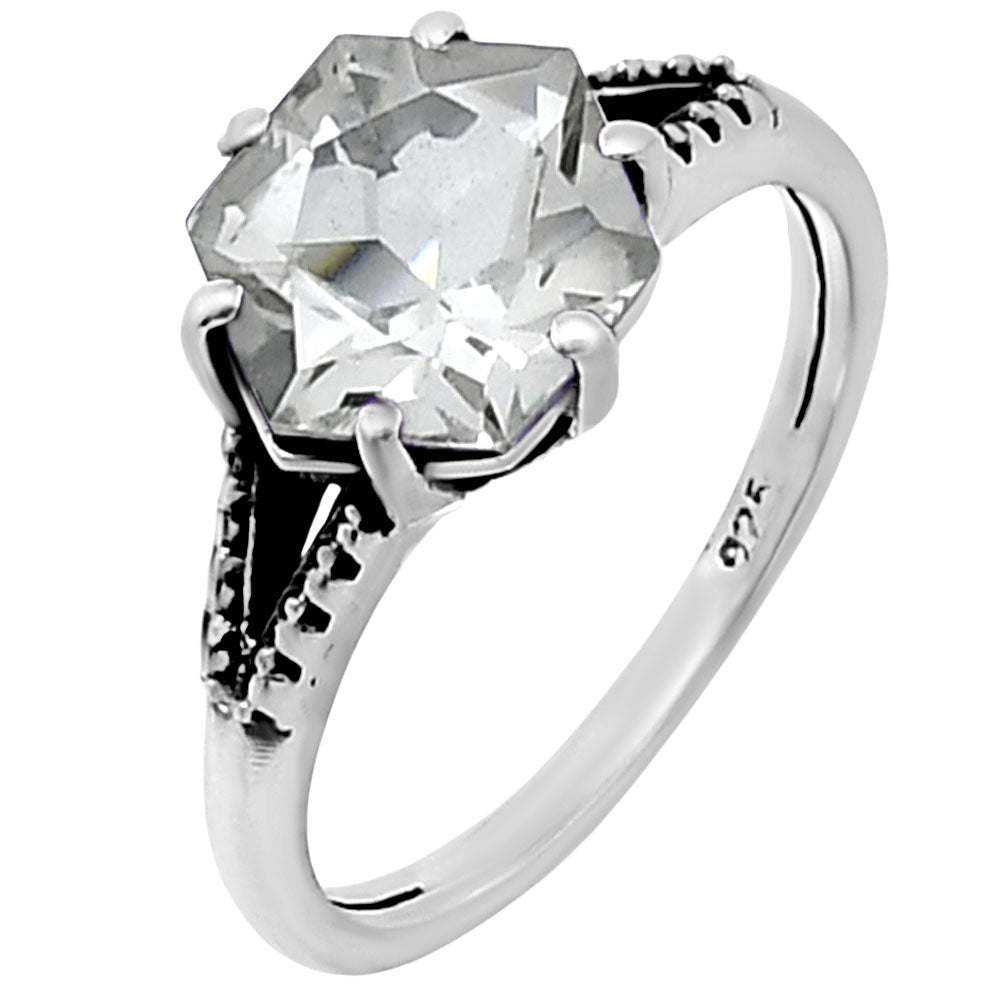 Hexagon Gemstone Ring 925 Sterling Silver Handmade Vintage Jewelry AGR1033 R-1746