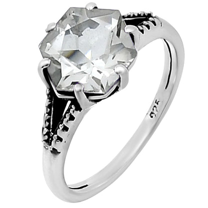 Hexagon Gemstone Ring 925 Sterling Silver Handmade Vintage Jewelry AGR1033 R-1746