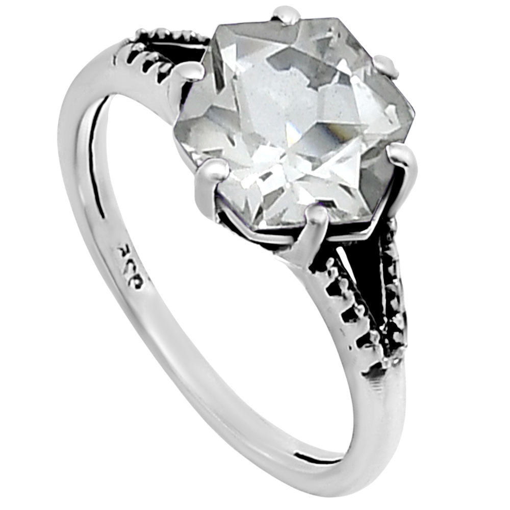 Hexagon Gemstone Ring 925 Sterling Silver Handmade Vintage Jewelry AGR1033 R-1746