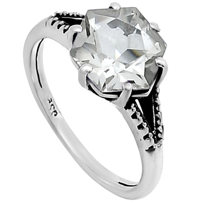 Hexagon Gemstone Ring 925 Sterling Silver Handmade Vintage Jewelry AGR1033 R-1746