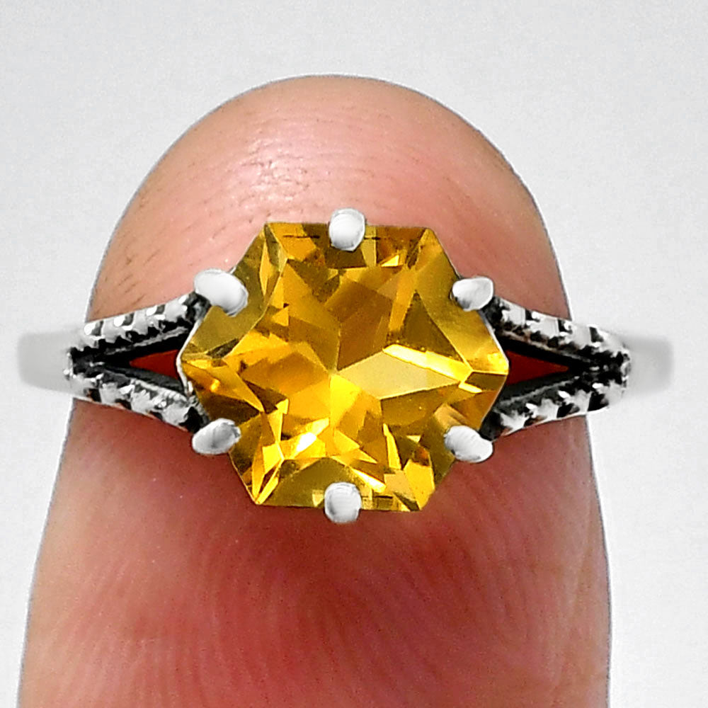 Hexagon Gemstone Ring 925 Sterling Silver Handmade Vintage Jewelry AGR1033 R-1746