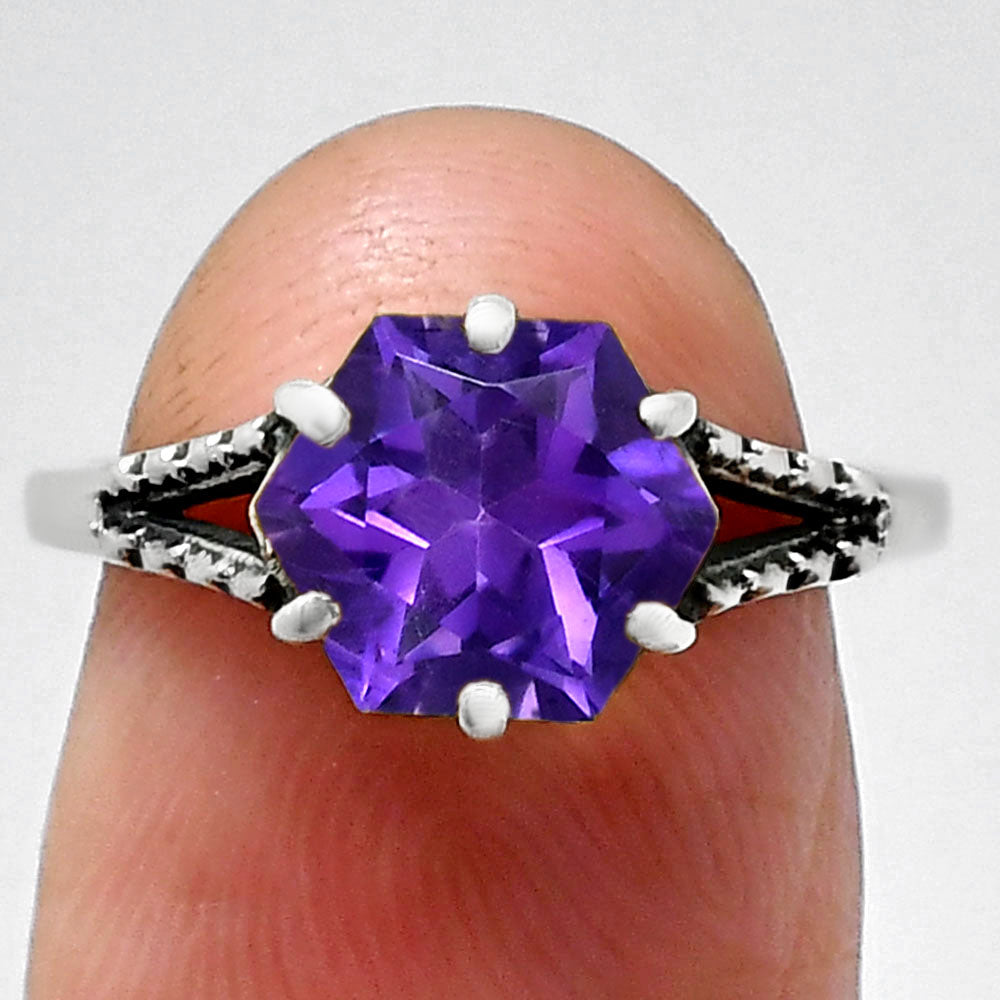 Hexagon Gemstone Ring 925 Sterling Silver Handmade Vintage Jewelry AGR1033 R-1746