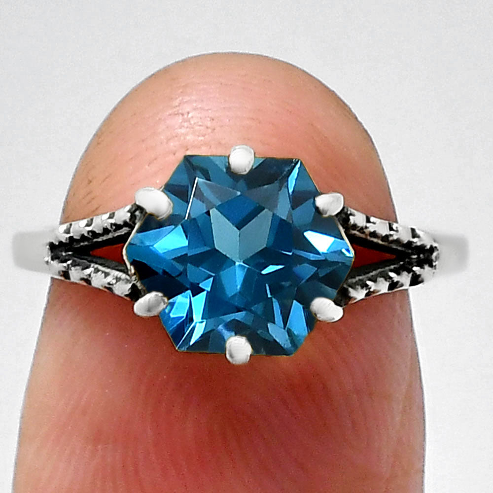 Hexagon Gemstone Ring 925 Sterling Silver Handmade Vintage Jewelry AGR1033 R-1746