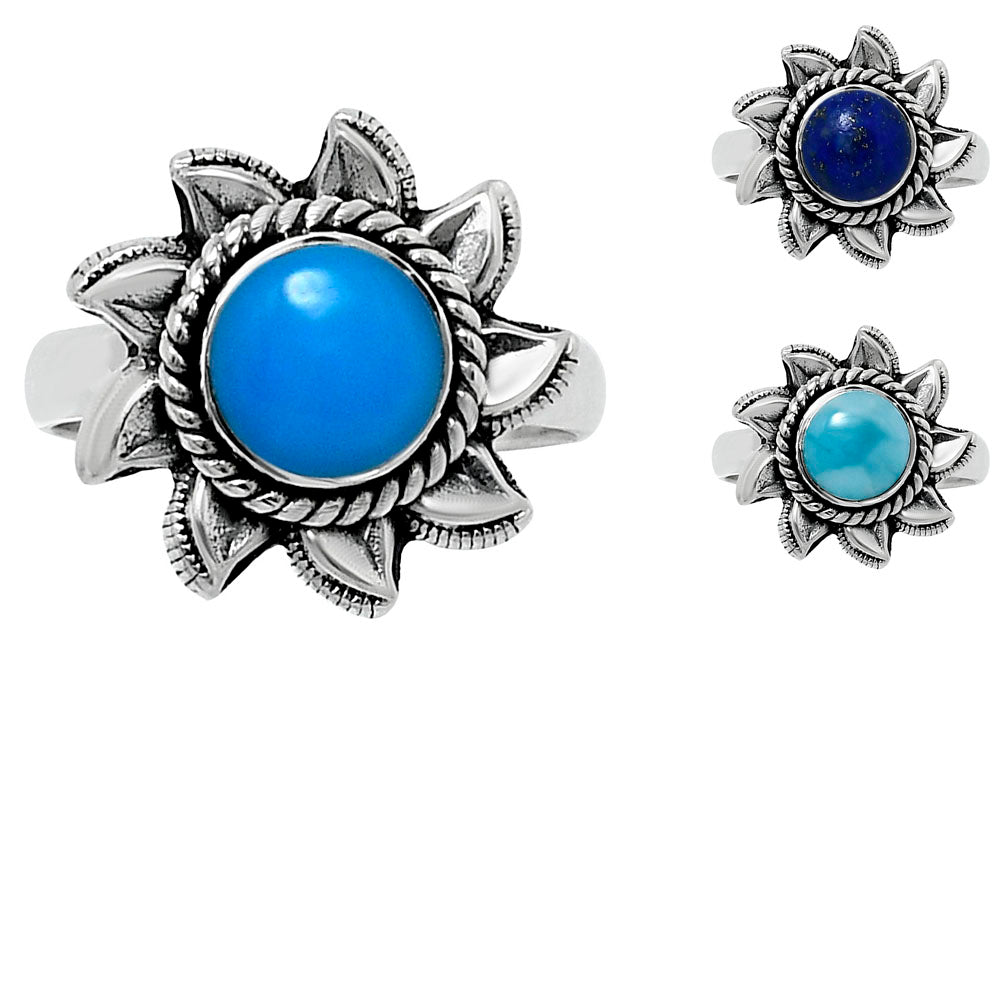 Sunflower Gemstone Ring 925 Sterling Silver Handmade Vintage Jewelry AGR1034 R-1617