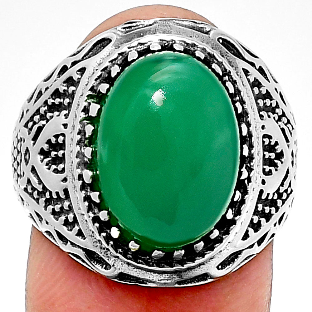 Artisan Unisex Oval Gemstone Statement Ring 925 Sterling Silver Vintage AGR1035 R-1738