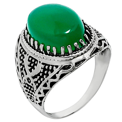 Artisan Unisex Oval Gemstone Statement Ring 925 Sterling Silver Vintage AGR1035 R-1738