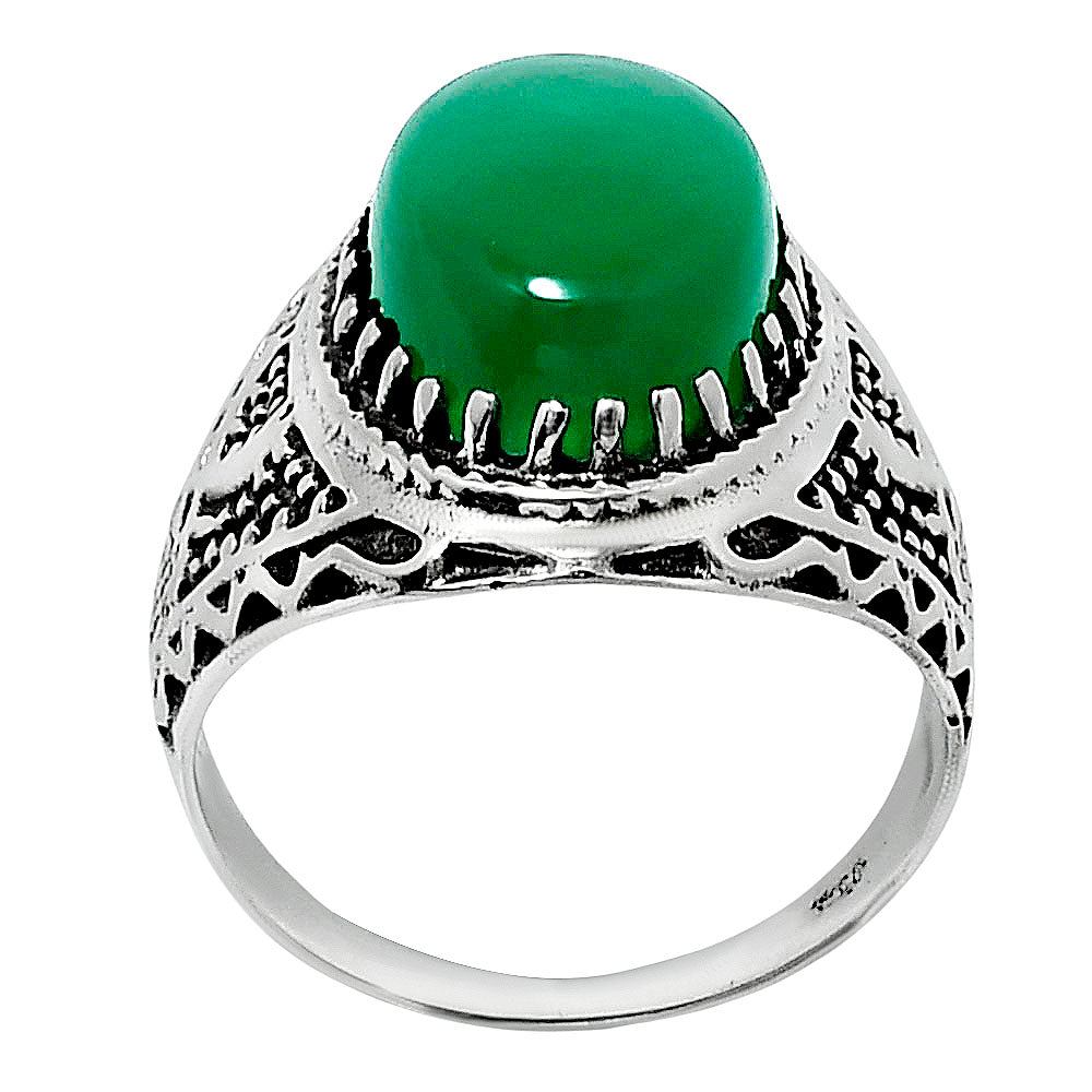 Artisan Unisex Oval Gemstone Statement Ring 925 Sterling Silver Vintage AGR1035 R-1738