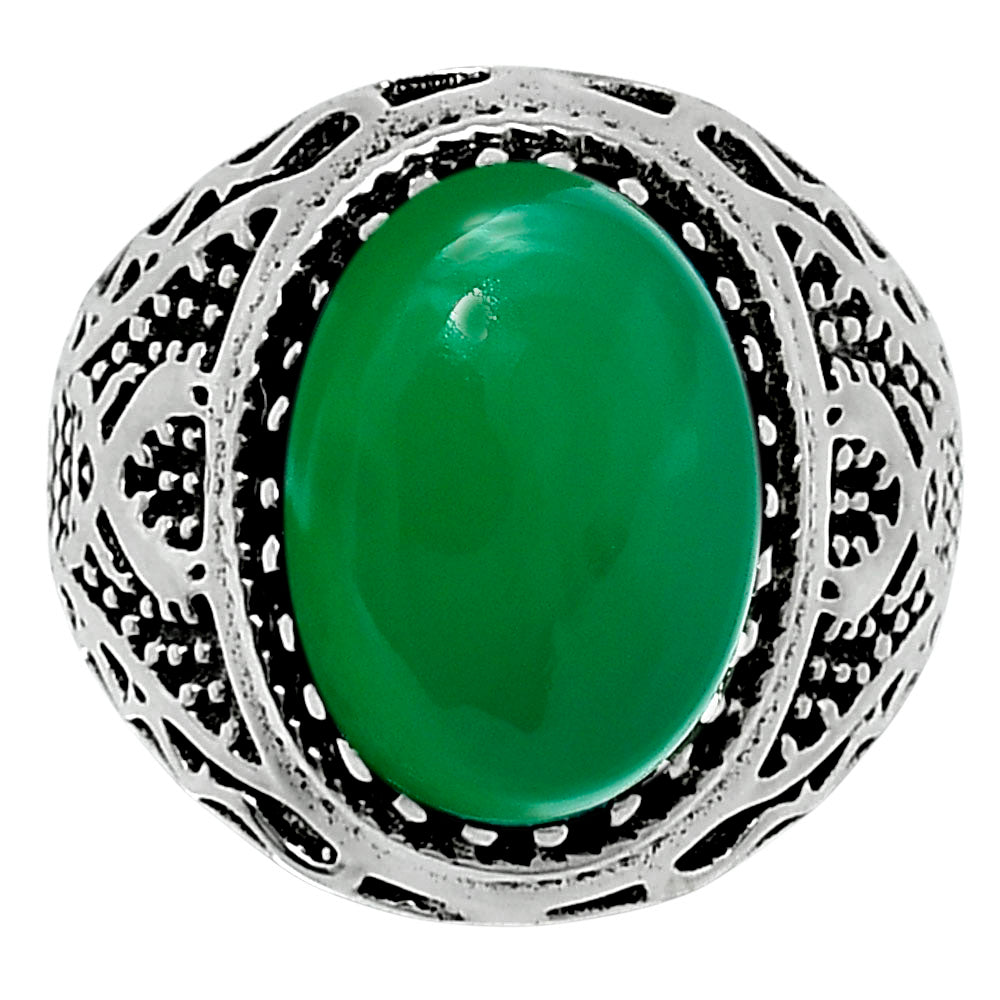 Artisan Unisex Oval Gemstone Statement Ring 925 Sterling Silver Vintage AGR1035 R-1738