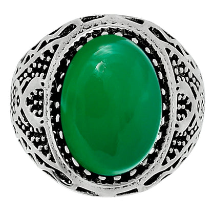 Artisan Unisex Oval Gemstone Statement Ring 925 Sterling Silver Vintage AGR1035 R-1738