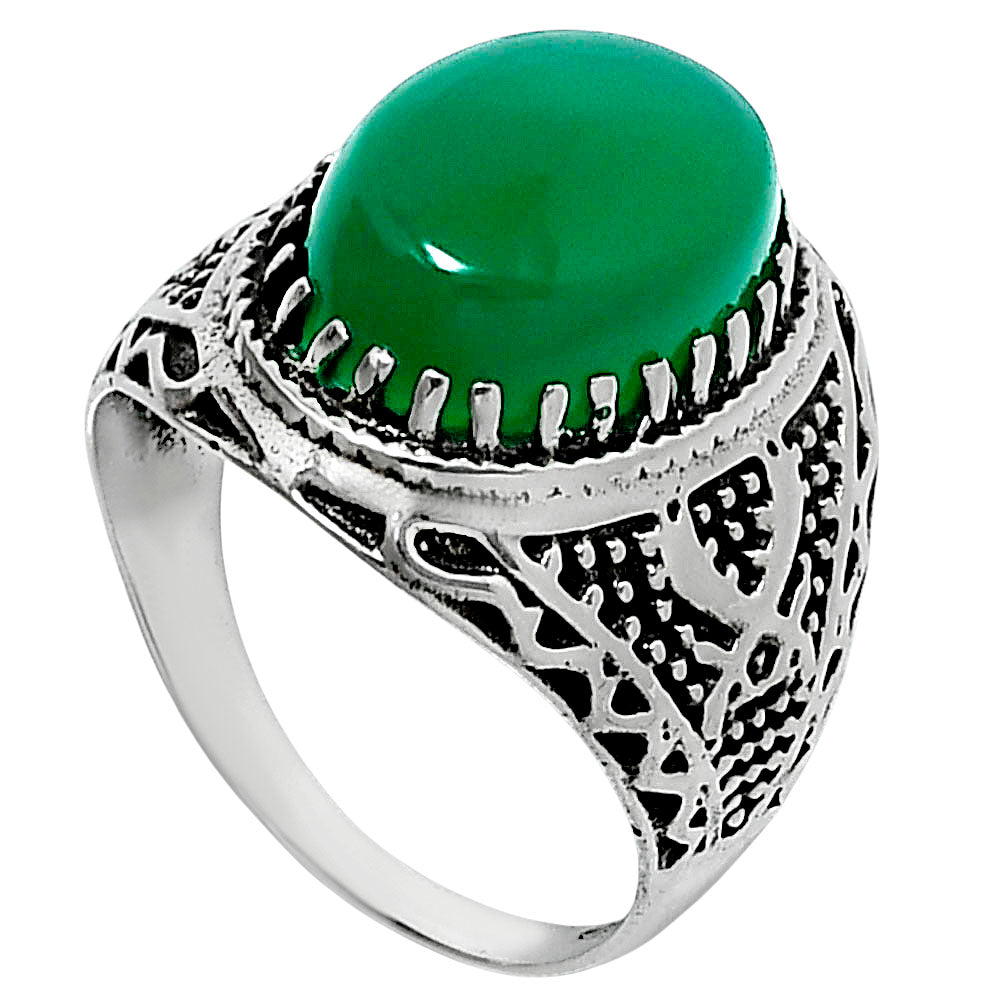 Artisan Unisex Oval Gemstone Statement Ring 925 Sterling Silver Vintage AGR1035 R-1738