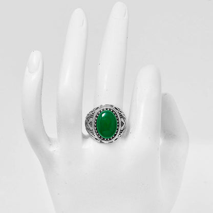 Artisan Unisex Oval Gemstone Statement Ring 925 Sterling Silver Vintage AGR1035 R-1738