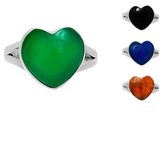 Heart Shape Natural Gemstone Ring 925 Sterling Silver Handmade Love Gift AGR1036 R-1073