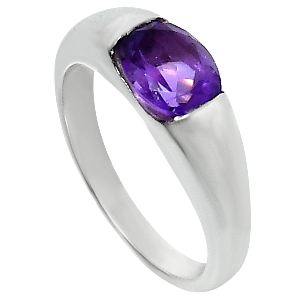 Classic Design Oval Gemstone Band Ring 925 Sterling Silver by Desiregem AGR1037 R-1743
