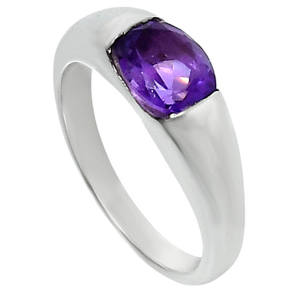 Classic Design Oval Gemstone Band Ring 925 Sterling Silver by Desiregem AGR1037 R-1743